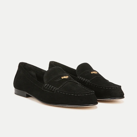 New Veronica Beard Suede Coin Penny Loafer Black Sz 8 - Picture 1 of 12